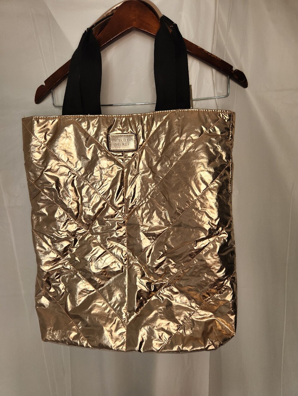 Victoria’s Secret Metallic Gold Quilted Tote Bag